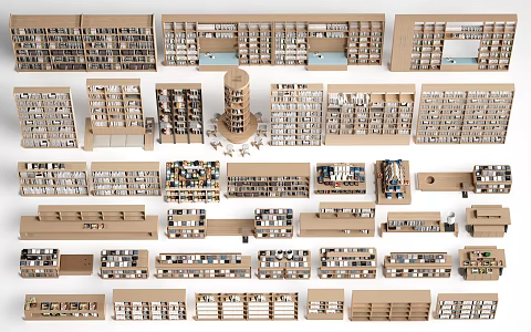 Modern Library Bookcase Bookshelf Decorative Rack Storage Rack Exhibition Rack 3d model