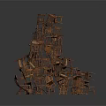 Stacked Wooden Chairs In Sculptural Pile As Unique Furniture Art