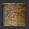 Brown Round Woven Storage Basket With Lid And Woven Texture On Mat