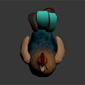 Colorful Cartoon Style Rooster With Red Comb Orange Body And Blue Green Vibrant Tail Feathers