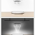 Modern Display Shelves With Circular Glass Top And Hanging LED Lighting For Retail