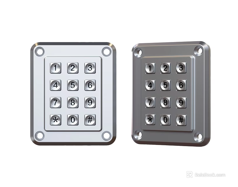 Durable Metal Switch Panel With Numeric Keypad Square Design And Function Buttons 3d model 