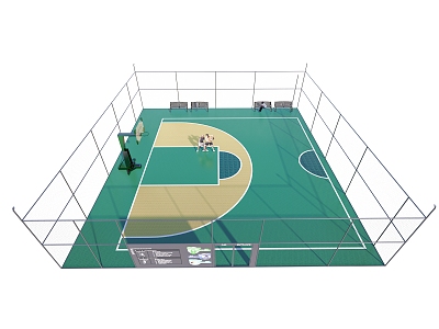 outdoor basketball court half court basketball court 3d model