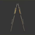 Wooden Danger Sign With Yellow Black Stripes And Red Background Stands On Gray Surface