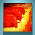 Abstract Paintings Collection on Blue Wall with Various Colors and Diverse Styles