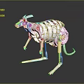 White Mechanical Kangaroo Skeleton Model With Intricate Mechanical Components Design 3d model