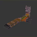 Orange Green Robotic Claw With Sharp Metal Talons And Mechanical Joints