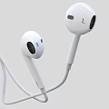 High Quality White Wired Headphones With L R Labels And Earbuds Design 3d model