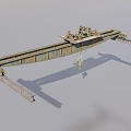 Heavy Duty Industrial Overhead Crane With Metal Structure Pulley System And Rusty Hook