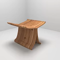 Modern Minimalist Wooden Stool With Curved Structure And Smooth Surface 3d model
