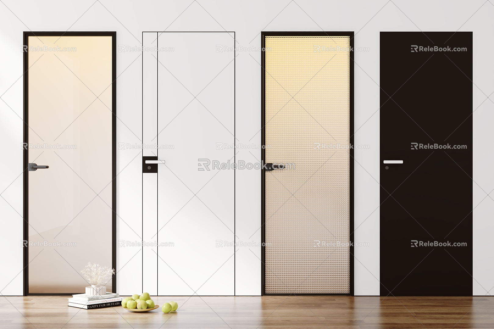 Modern Single Door Glass Door Invisible Door 3d model