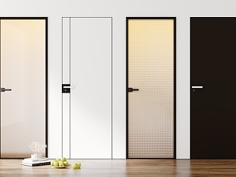 Modern Single Door Glass Door Invisible Door 3d model