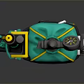 Green Utility Backpack With Yellow Straps Multiple Compartments And Black Buckles