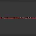 Red Elongated Industrial Machinery Part With Multiple Panels And Structural Elements