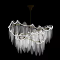 Elegant Crystal Feather Chandelier With Gold Frame For Modern Luxurious Interior Lighting