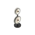 Transparent Glass Decorative Ornament Set With Circular Design And Black Accents