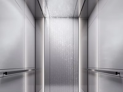 Modern Elevator Interior With Sleek Walls And Handrails 3d model