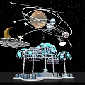 Starry Sky Photo Spot With Planets Moons Orbits And Transparent Tree Structures 3d model