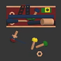 Wooden Toy Tool Set With Screwdriver Wrench Hammer Screws And Play Blocks