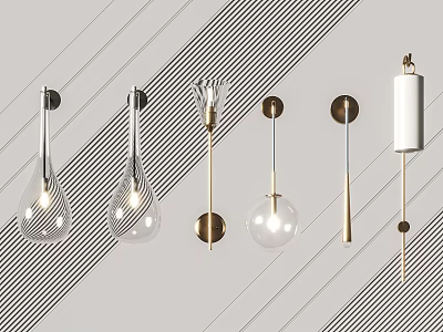 Modern Decorative Wall Lamps With Glass Shades And Metal Fixtures In Various Designs 3d model