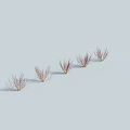 Red Branch Shrubs Arranged in a Row on White Background with Shadows 3d model