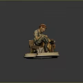 Game Movie Character in Orange Hat Mending Clothes on Wooden Bench with Bag and Stones