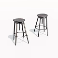 Modern Metal Bar Stools With Round Seats And Black Frame Design