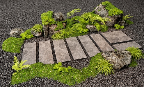 New Chinese Style Tingbu Bryophytes Stone Micro-topography Plant Landscape Courtyard Sick Plant Heap 3d model