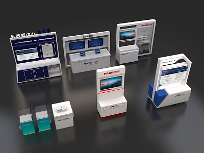 Modern Display Shelves With Digital Screens And Various Styles For Product Exhibition 3d model