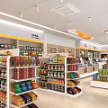 Cafe Specialty Store Interior With Shelves Freezers Cashier Counter And Products