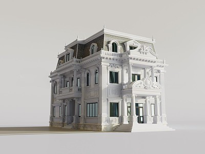 French single-family villa independent building 3d model