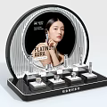 Platinum Aura Perfume Cosmetics Display Stand with Elegant Bottles and Radiance Series