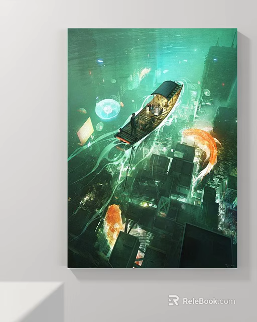 Bold Abstract Painting With Swirling Colors Dynamic Shapes And Modern Artistic Style 3d model 