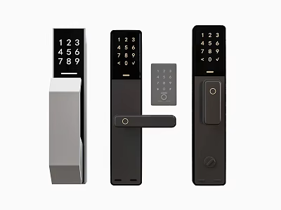Smart Electronic Door Handle With Digital Keypad And Silver Black Designs 3d model
