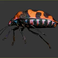 Colorful Beetle With Shiny Exoskeleton Vibrant Red Orange Black Patterns And Green Blue Legs