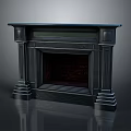 Dark Colored Marble Fireplace with Classic Columns and Flat Mantel Design for Interior Decor
