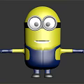 Cute Yellow Minion Character With Large Goggles Blue Overalls And Arms Outstretched