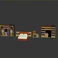 Modern Bedroom Interior With Furniture Set Including Bed Wardrobe Nightstand And Bookshelf