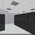 Black Server Racks Arranged In Modern Data Center Room With Ceiling Lights 3d model