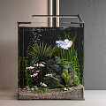 Beautiful Aquarium Fish Tank with Colorful Fish Aquatic Plants Decorative Rocks and Gravel Substrate