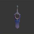 Futuristic Fantasy Weapon With Purple Blue Gradient Ring Shaped Top And Shiny Decorative Base