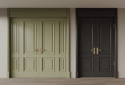 French double door entry door 3d model