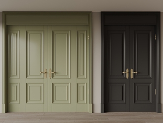 French double door entry door 3d model