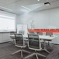 Modern Conference Room Interior With Projector Screen White Walls Conference Table And Chairs 3d model