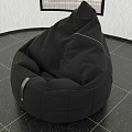 Stitched Black Bean Bag Chair Modern Comfortable Seating For Living Room Interior