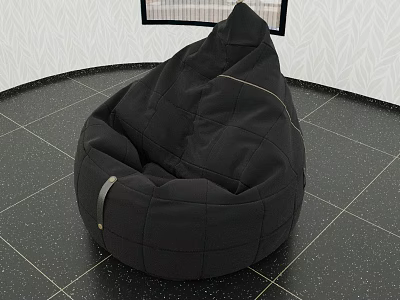 Stitched Black Bean Bag Chair Modern Comfortable Seating For Living Room Interior 3d model