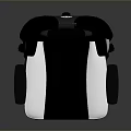 Modern Gray and White Gaming Chair with Red Stripe Black Armrests Logo and Wheels
