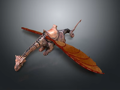 Game Movie Character Mythical Dragon With Orange Wings And Saddle Design 3d model