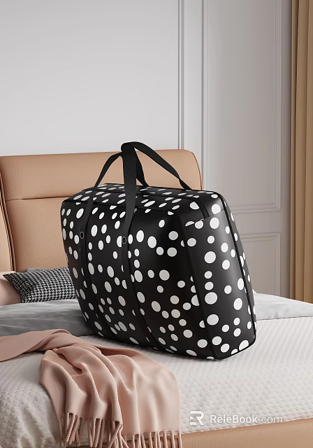 Black White Polka Dot Storage Basket For Bedroom 3d model 
