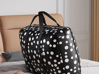 Black White Polka Dot Storage Basket For Bedroom 3d model